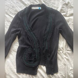 Sparrow Black with Teal Cardigan from Anthropologie